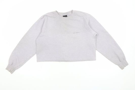 Tots Teams Women Grey Crop Pullover Sweatshirt Size M