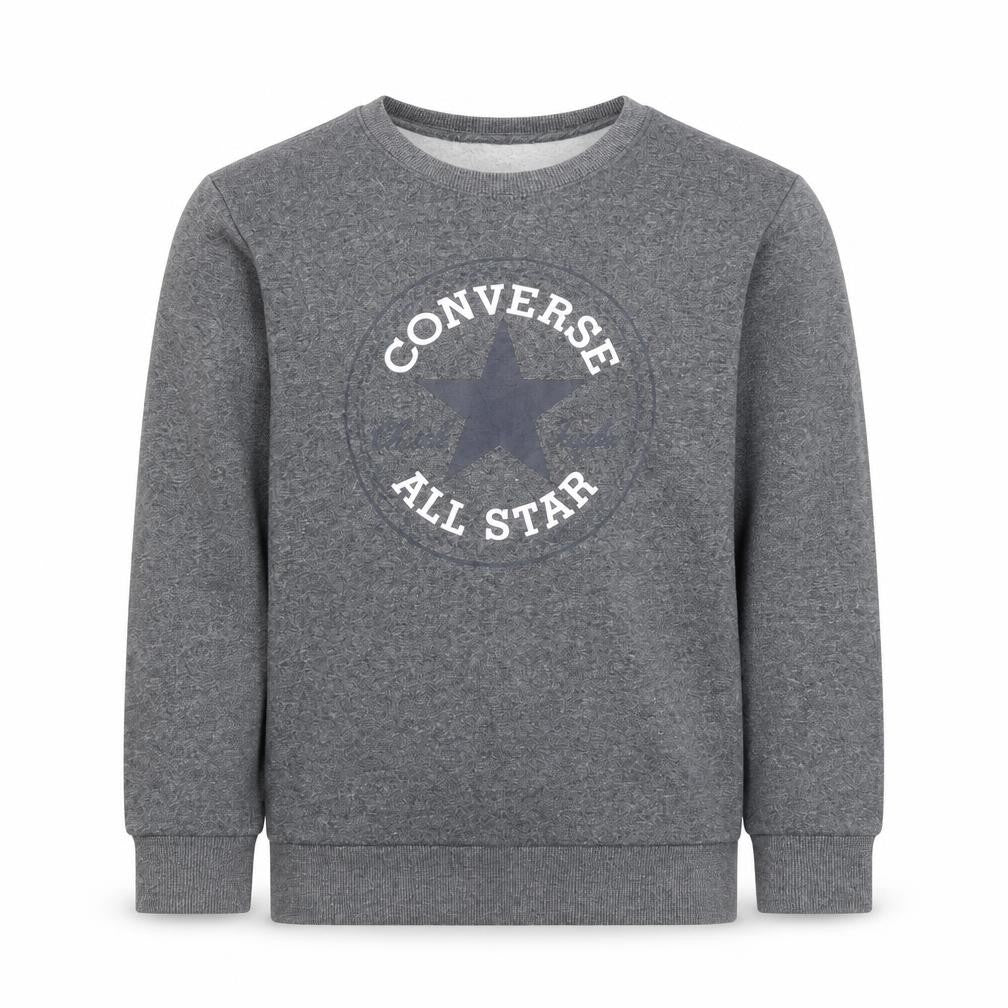 Converse Boys Grey 12-13 Years Pullover Fleece Sweatshirt Crew Neck Logo Jumper