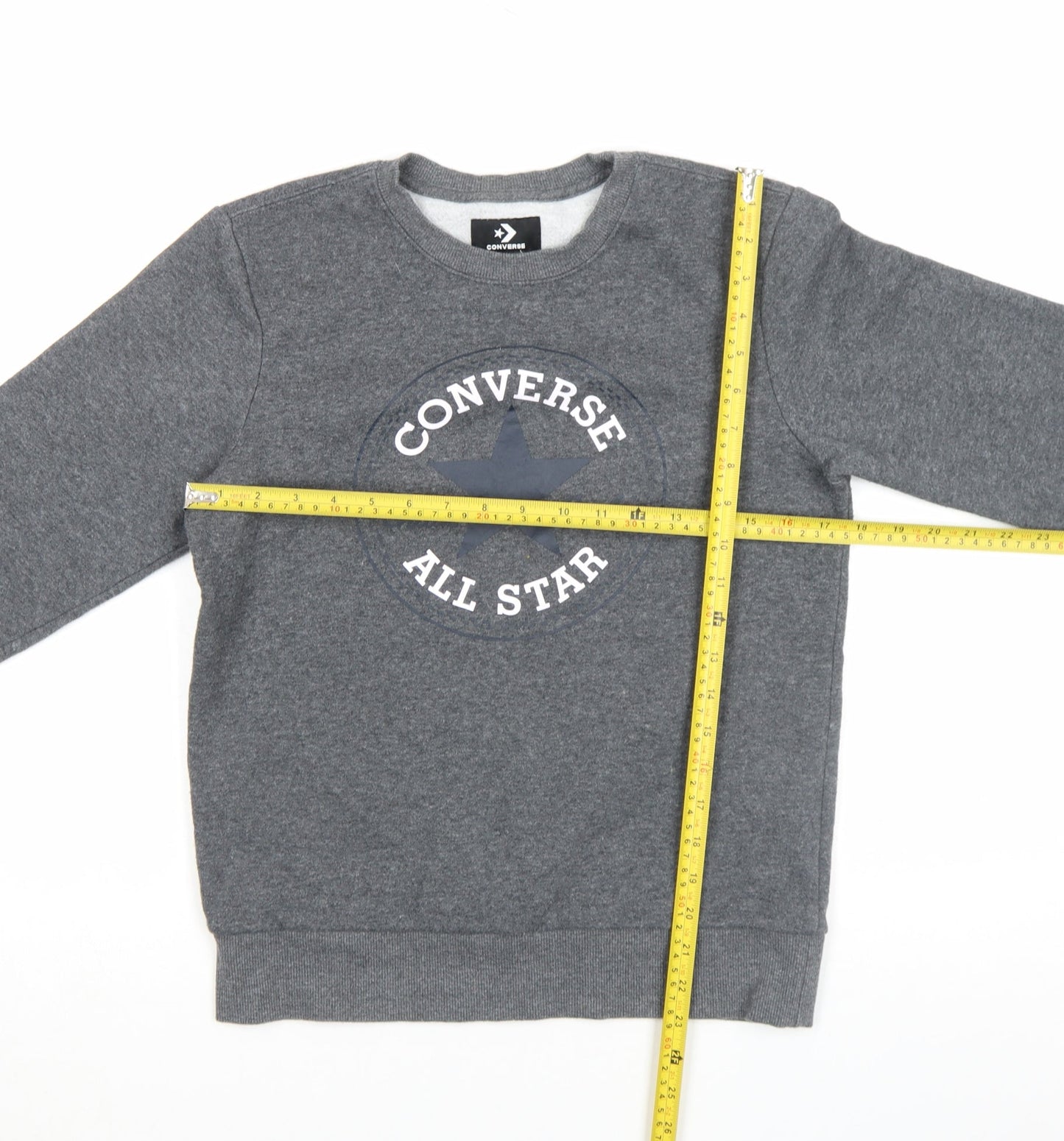 Converse Boys Grey 12-13 Years Pullover Fleece Sweatshirt Crew Neck Logo Jumper
