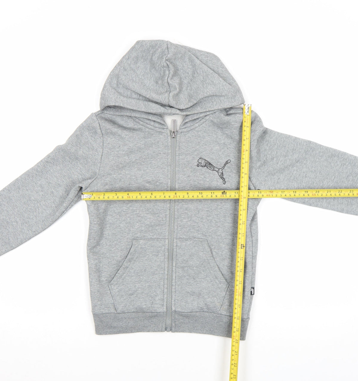 Puma Boys Grey Full Zip Hoodie Size 146 Fleece Logo Sportswear