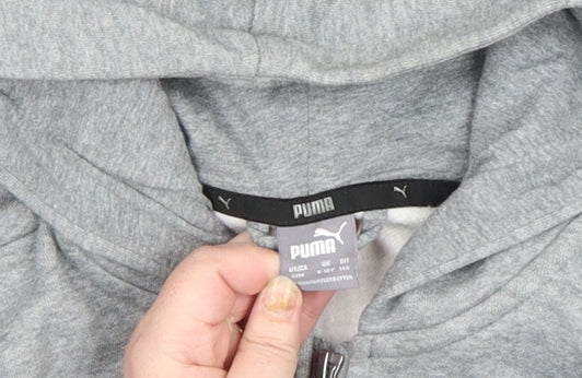 Puma Boys Grey Full Zip Hoodie Size 146 Fleece Logo Sportswear