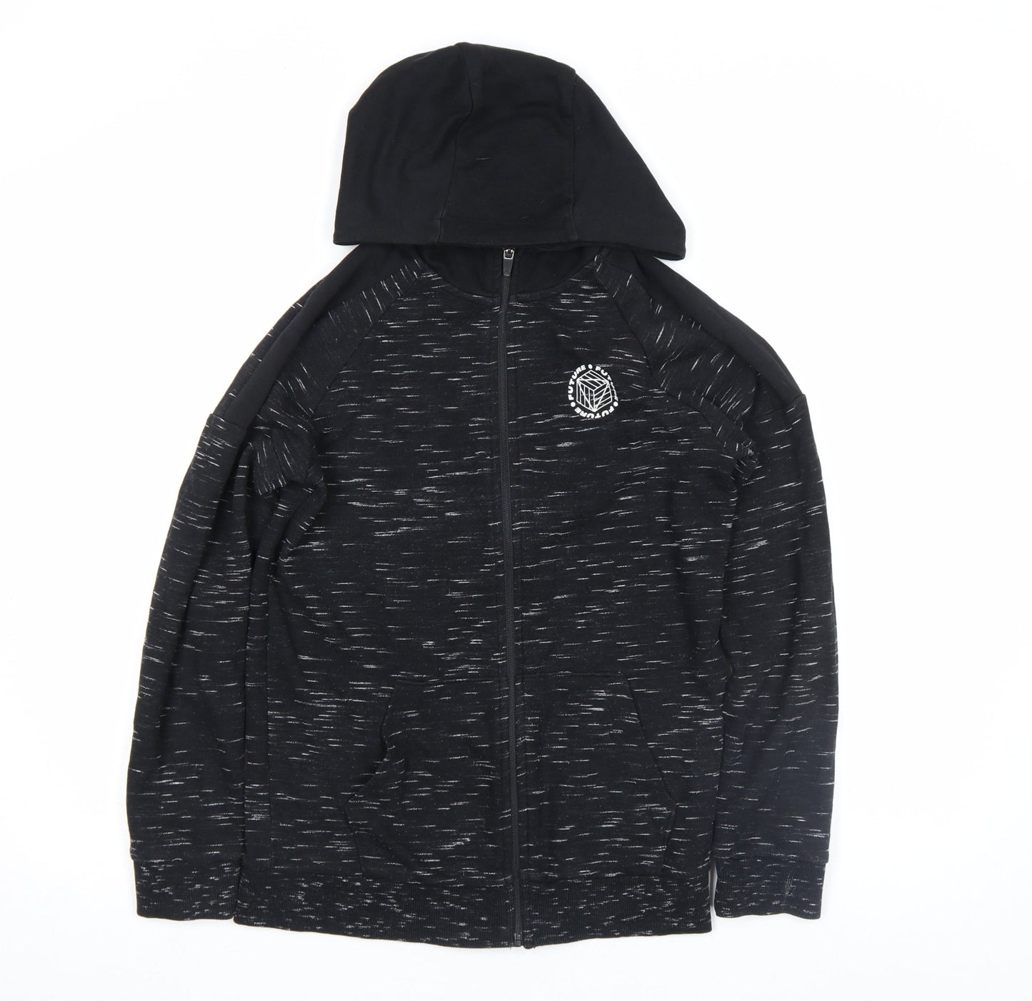 F&F Boys Black Full Zip Hoodie 12-13 Years Gamer Print Cotton Blend