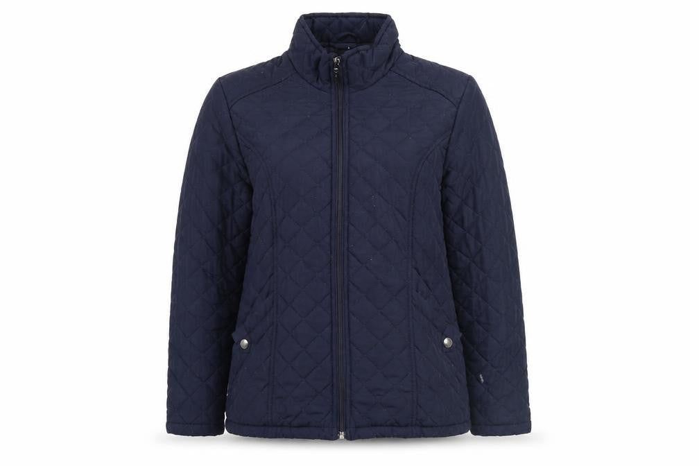 Dash Women Blue Quilted Mid-Length Full Zip Jacket Size 12