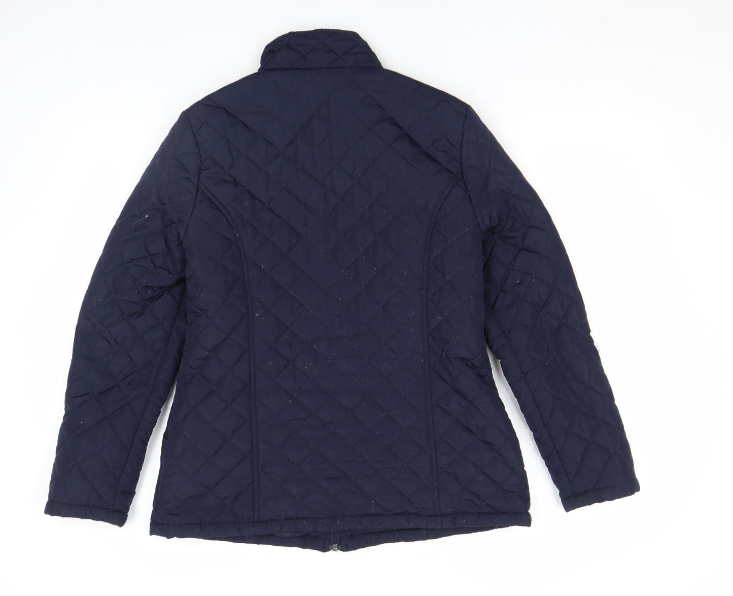 Dash Women Blue Quilted Mid-Length Full Zip Jacket Size 12