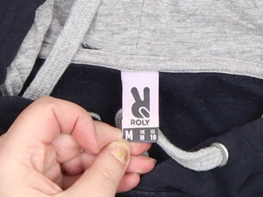 Roly Men’s Blue Pullover Hoodie M Regular Fit Graphic Print