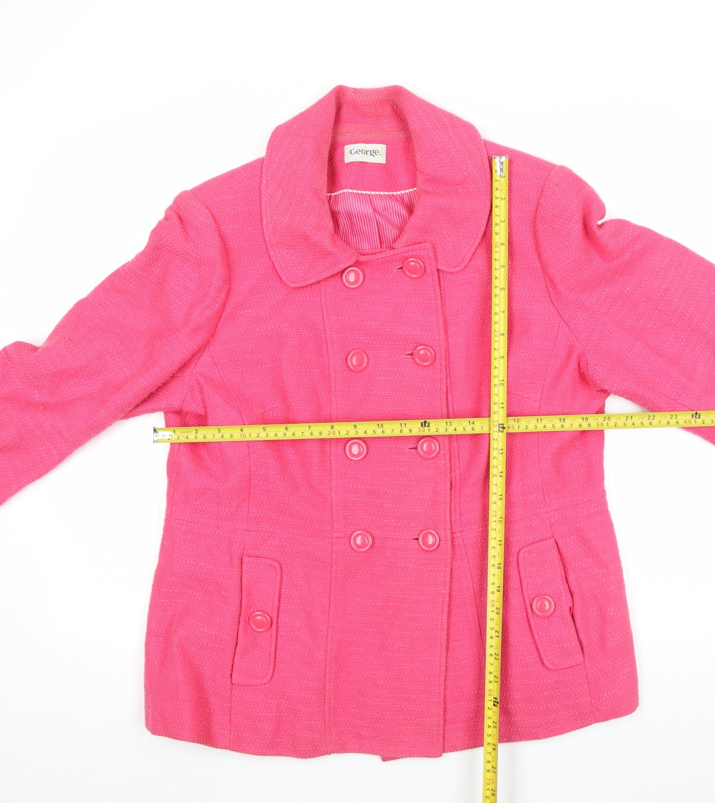 George Women’s Pink Wool Blend Pea Coat Size 12 Double-Breasted