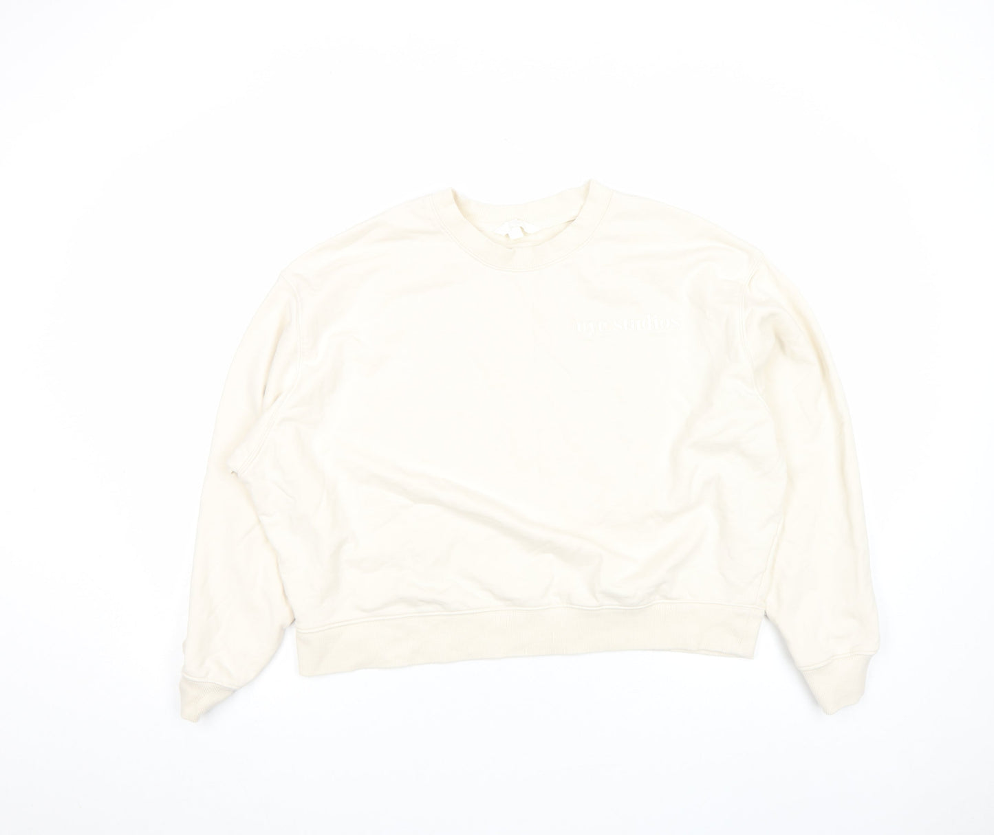 Acne Studios Women Beige Cotton Crew Neck Pullover Sweatshirt M