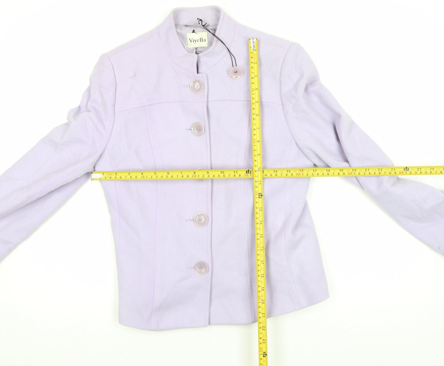 Viyella Women Purple Wool Cashmere Blend Button Jacket Size 10
