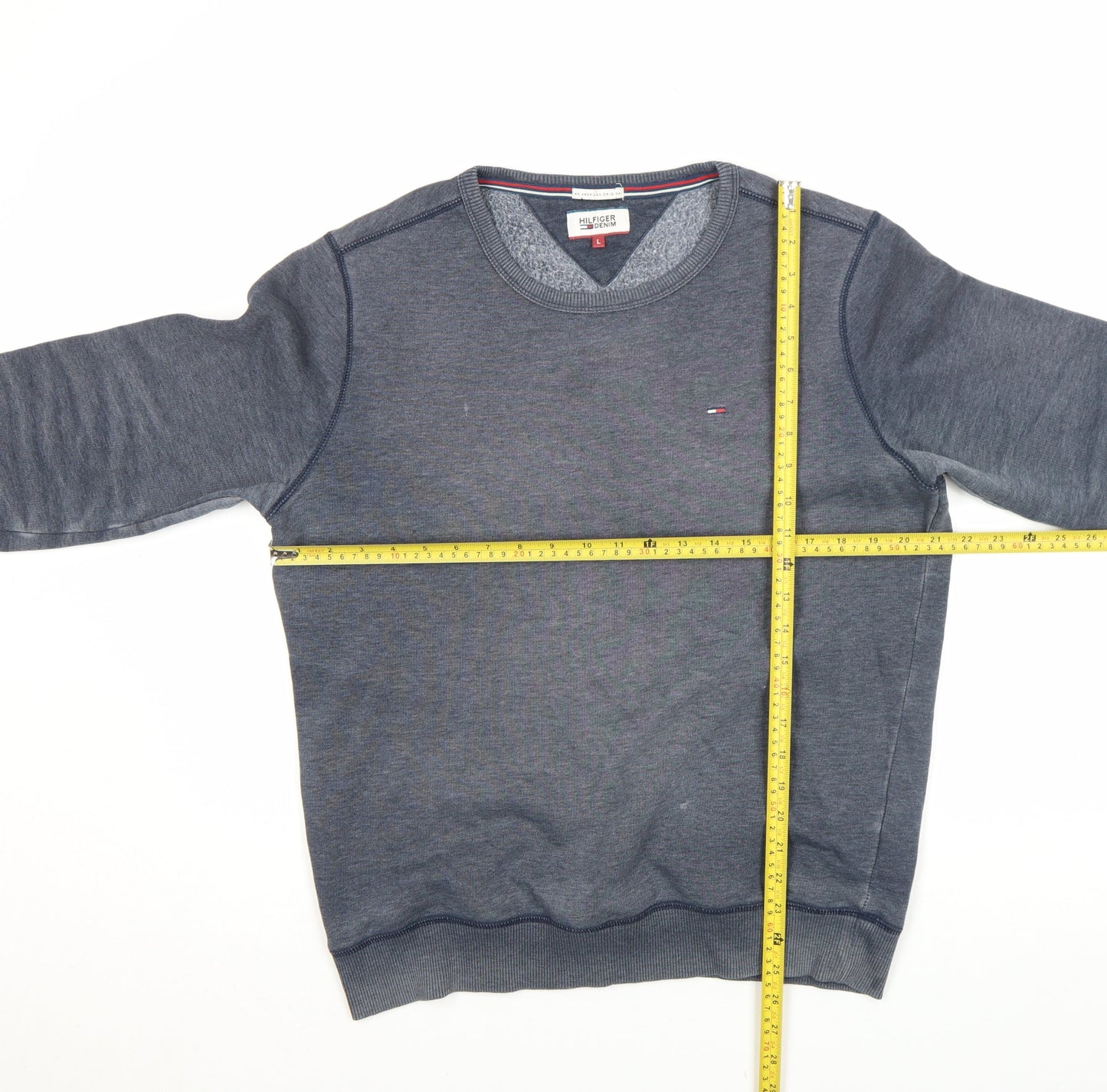 Hilfiger Denim Men's Blue L Crew Neck Sweatshirt Classic Pullover