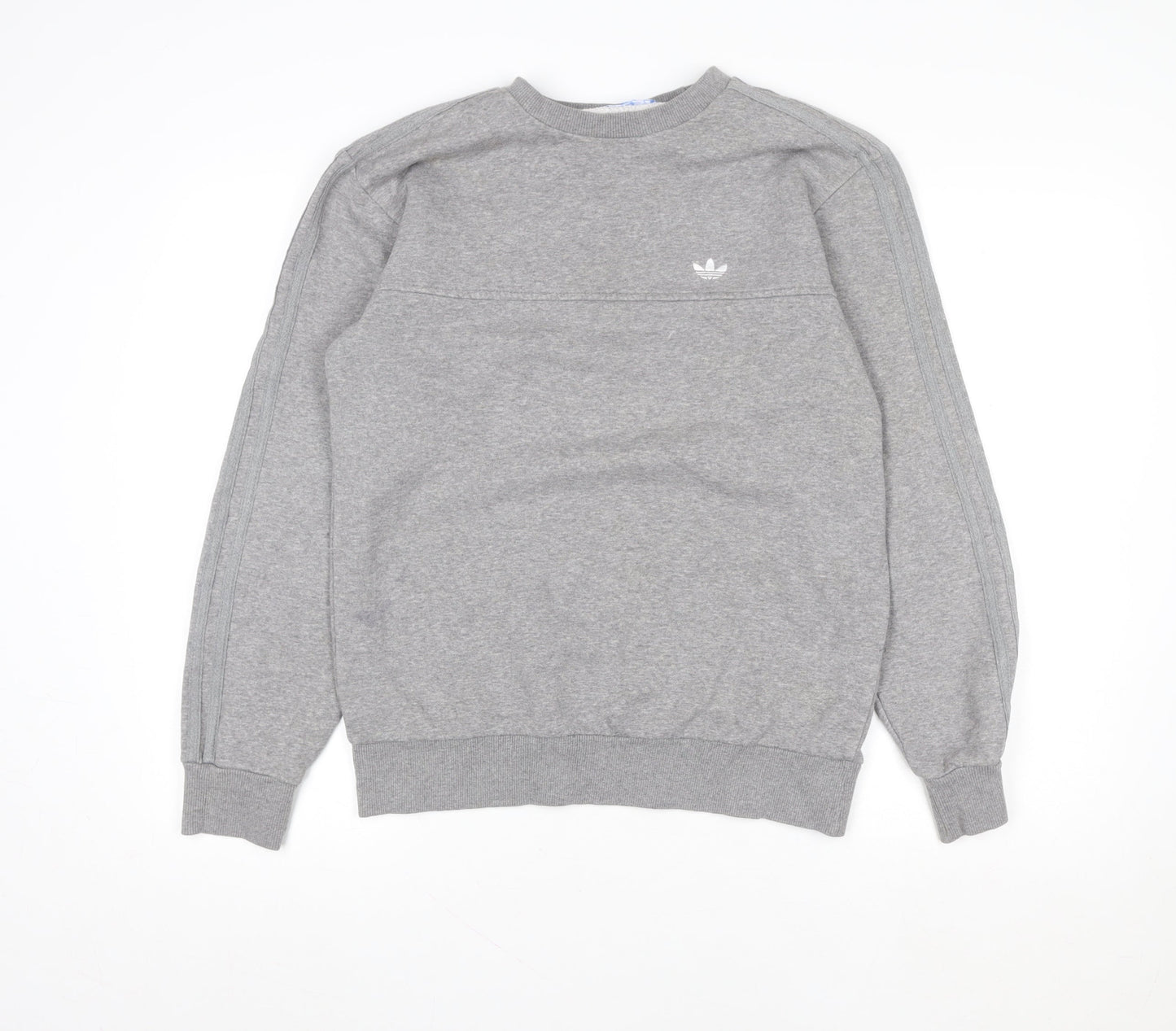 adidas Mens Grey Crew Neck Pullover Sweatshirt Size M Regular Fit