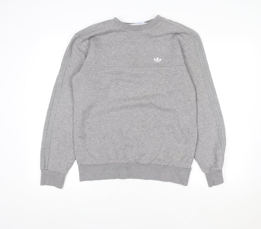 adidas Mens Grey Crew Neck Pullover Sweatshirt Size M Regular Fit