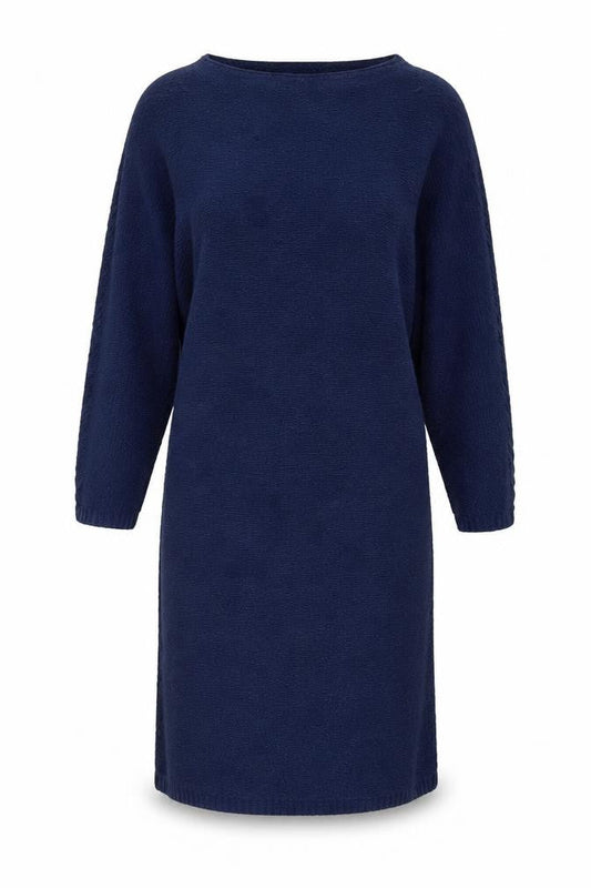 Zara Women Blue Knit Jumper Dress Size 8 Crew Neck 3/4 Sleeve