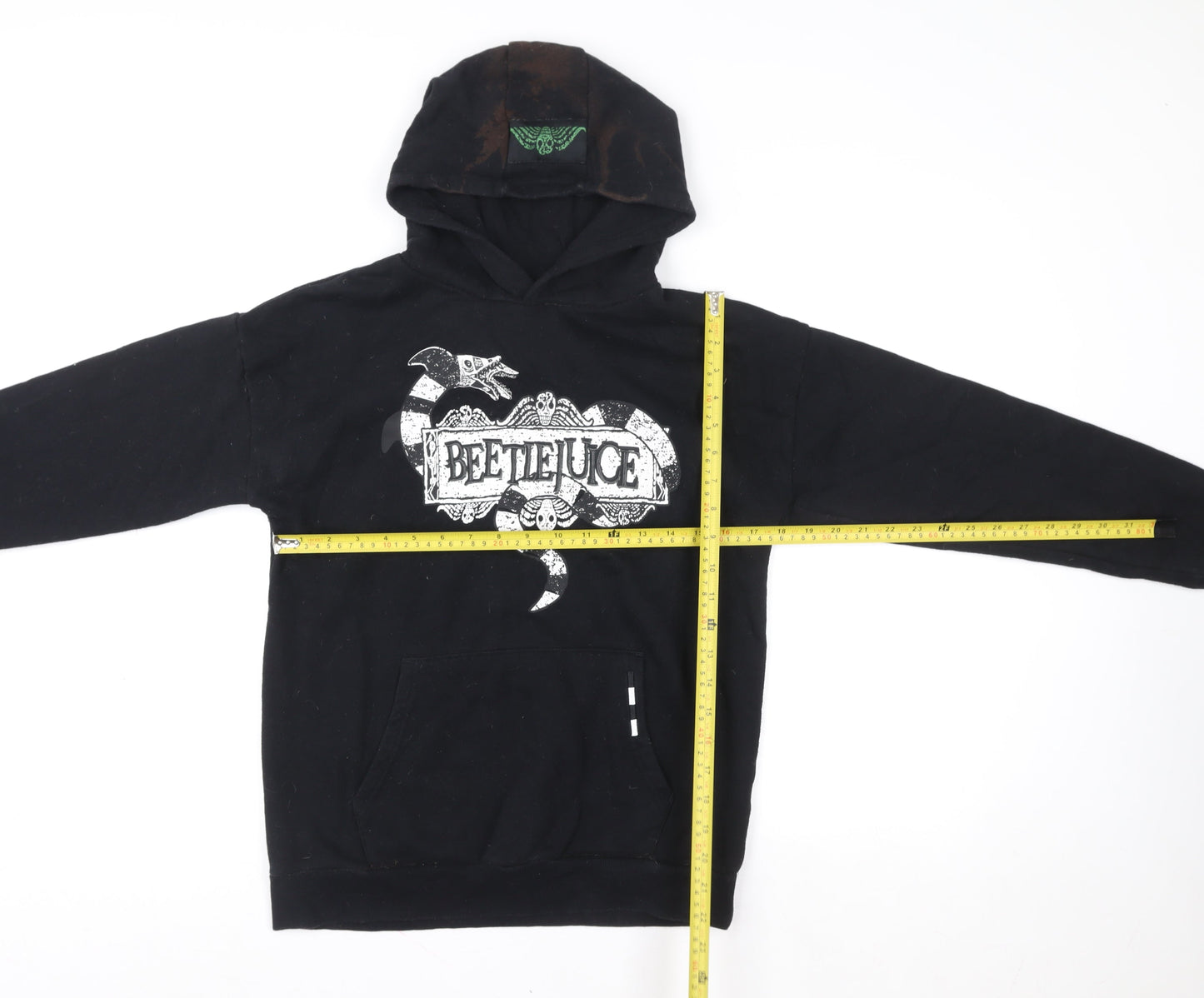 Beetlejuice Boys Black Pullover Hoodie 13-14 Years Graphic Print Cotton Blend