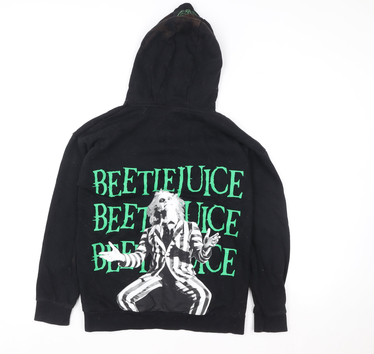 Beetlejuice Boys Black Pullover Hoodie 13-14 Years Graphic Print Cotton Blend