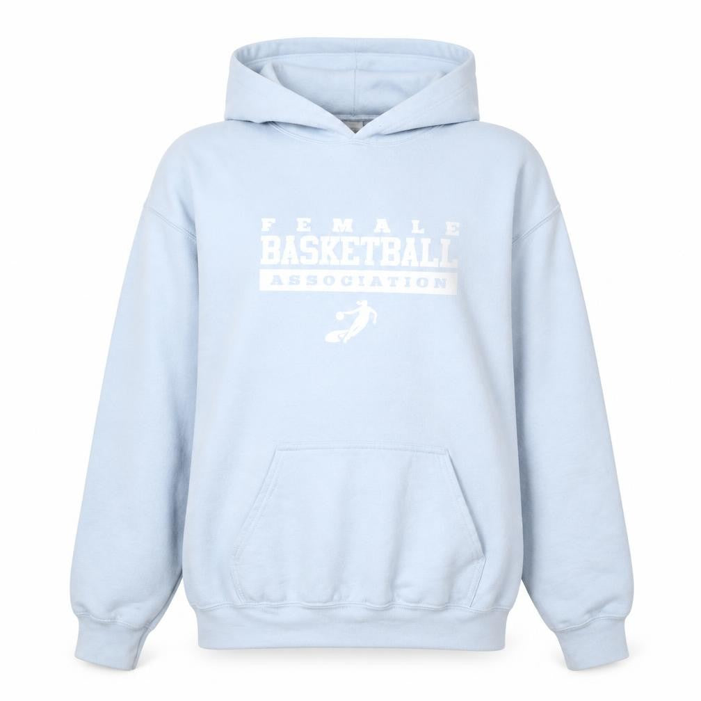 Gildan Womens Light Blue Pullover Hoodie L Heavy Blend Basketball Graphic