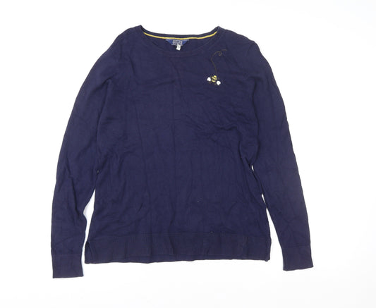 Joules Women Navy Blue Cotton Knit Pullover Sweater UK 10