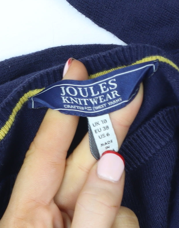 Joules Women Navy Blue Cotton Knit Pullover Sweater UK 10