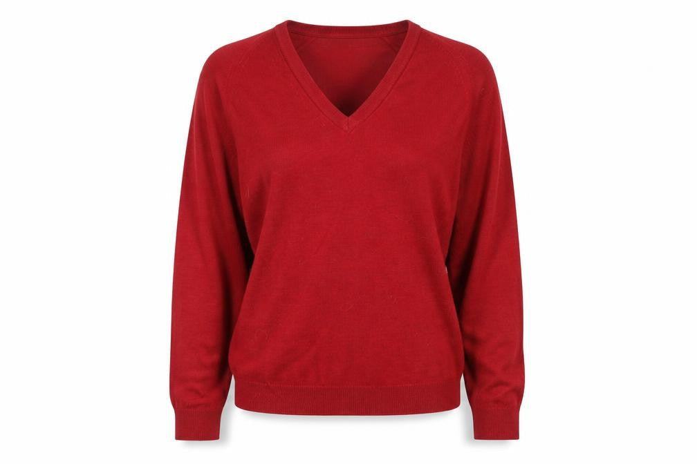Marks & Spencer Women Red V-Neck Pullover Acrylic Jumper Size XL