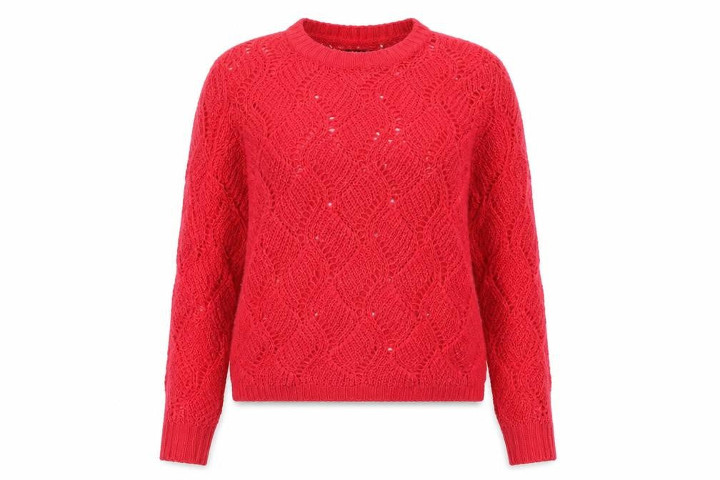 Atmosphere Women's Red Open-Knit Mohair Pullover Jumper Size 12