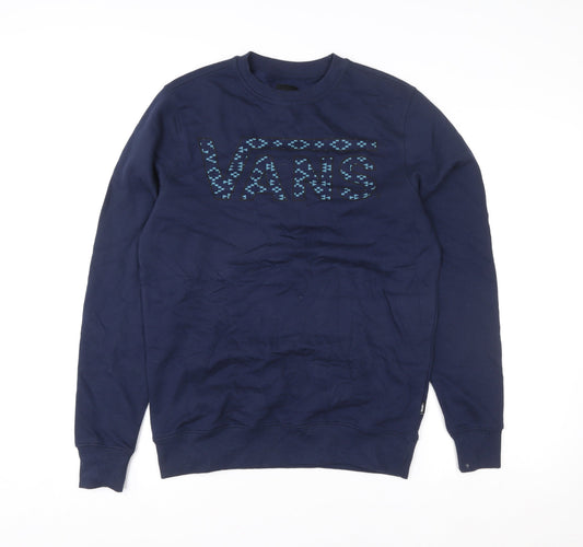 Vans Men's Blue XS Crew Neck Logo Pullover Sweatshirt