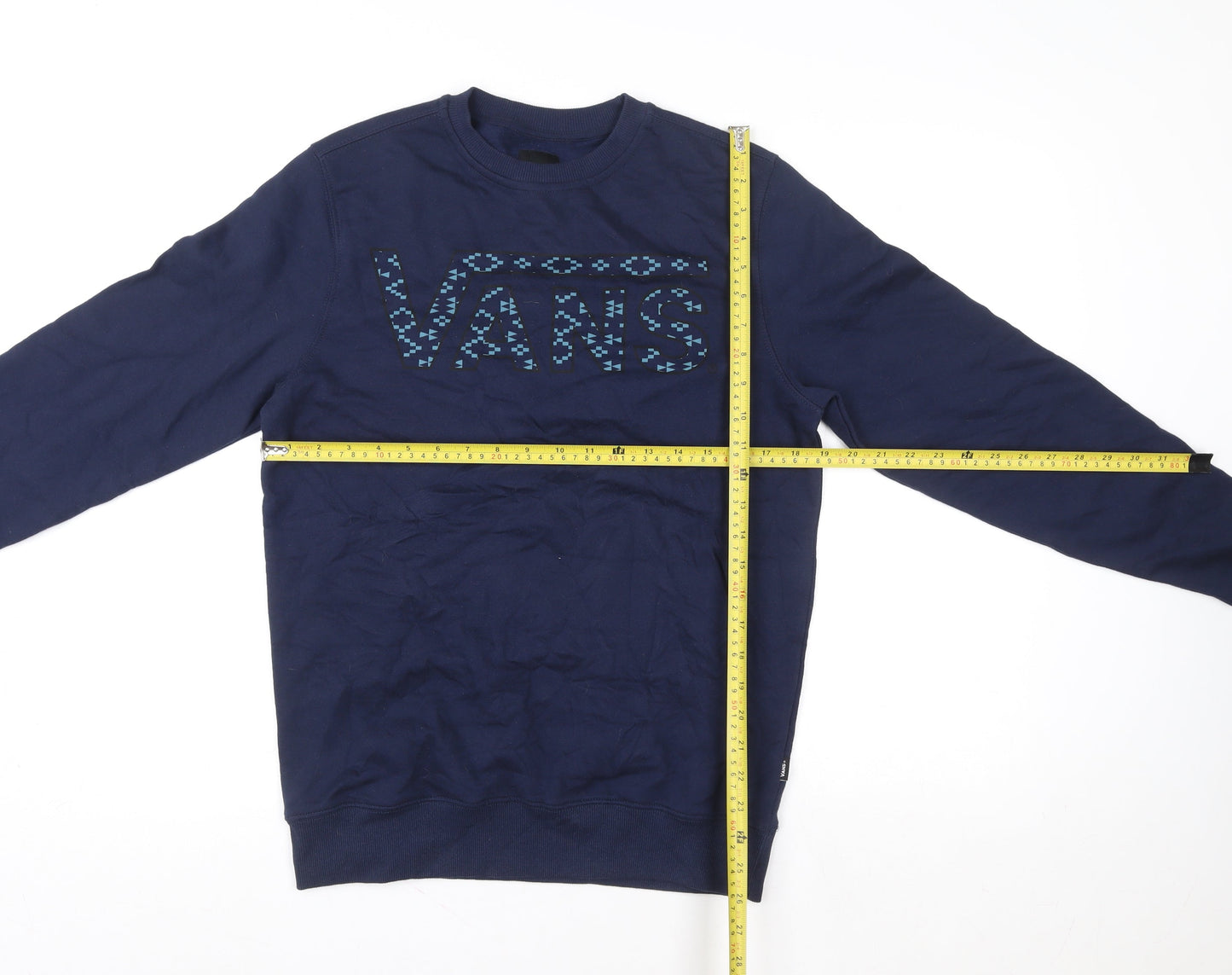 Vans Men's Blue XS Crew Neck Logo Pullover Sweatshirt