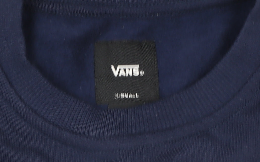 Vans Men's Blue XS Crew Neck Logo Pullover Sweatshirt