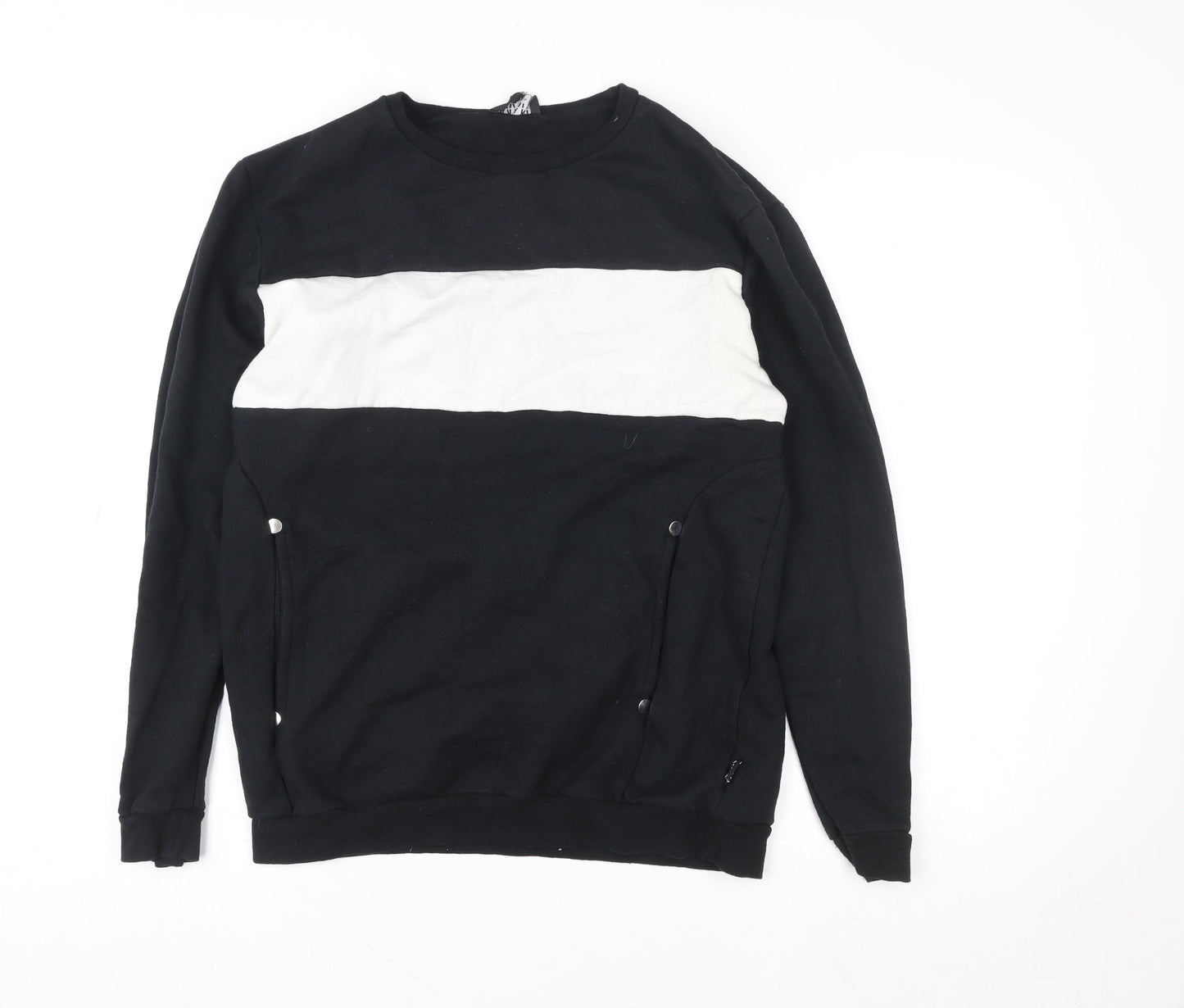 boohooMAN Men Black Crew Neck Pullover Sweatshirt M