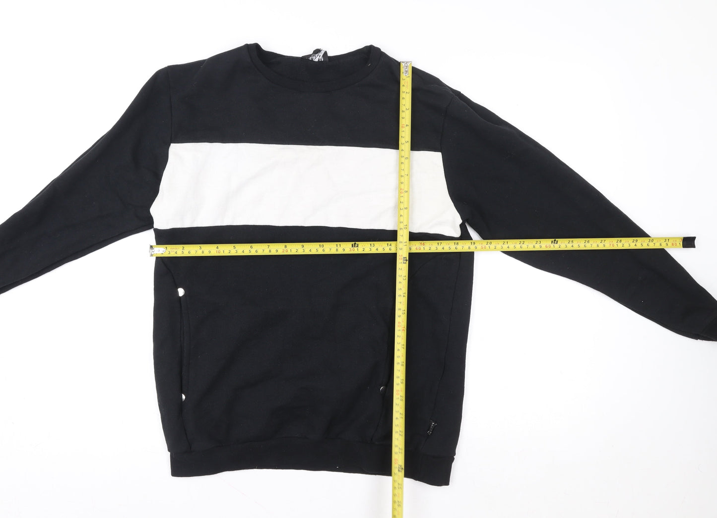 boohooMAN Men Black Crew Neck Pullover Sweatshirt M