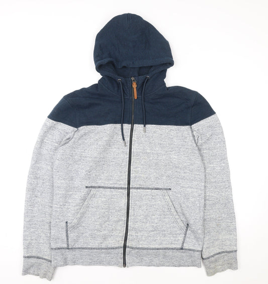 H&M LOGG Men's Grey & Navy Hooded Full Zip Jacket Size L