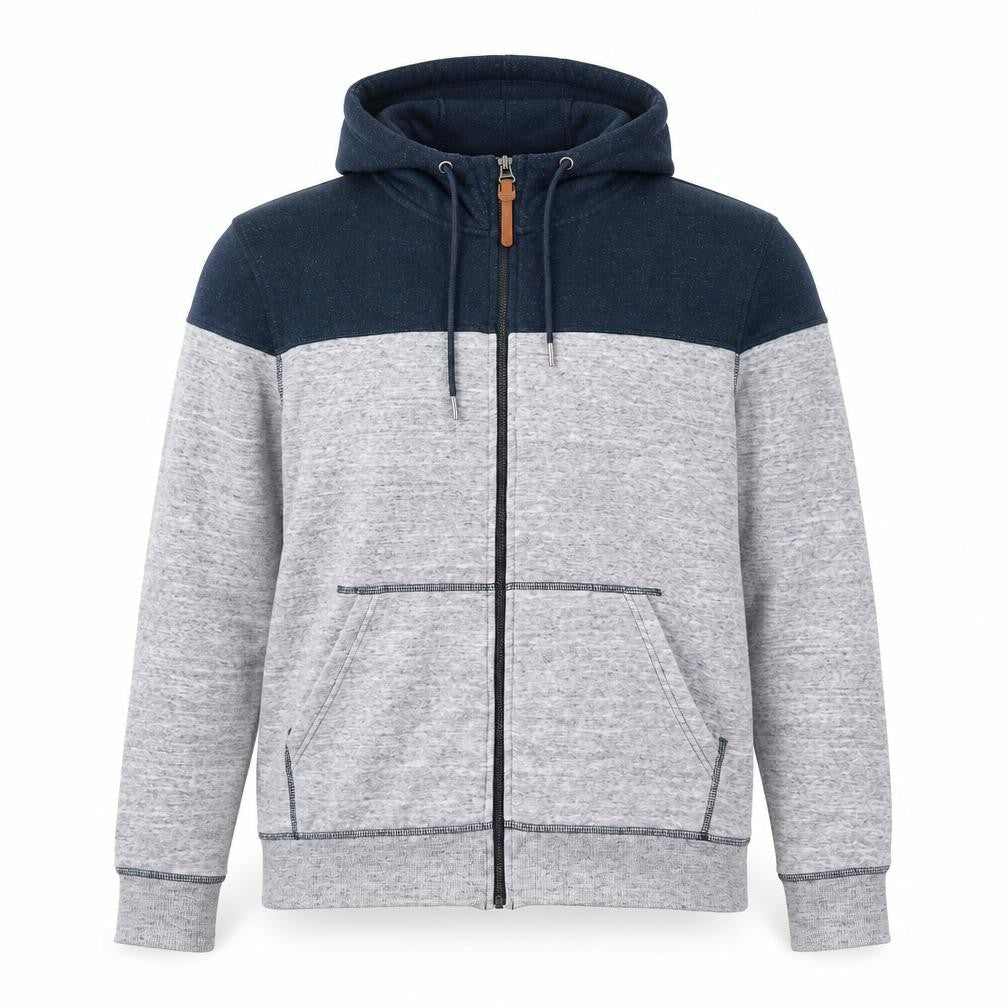 H&M LOGG Men's Grey & Navy Hooded Full Zip Jacket Size L