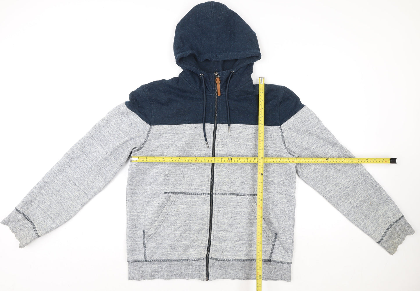 H&M LOGG Men's Grey & Navy Hooded Full Zip Jacket Size L