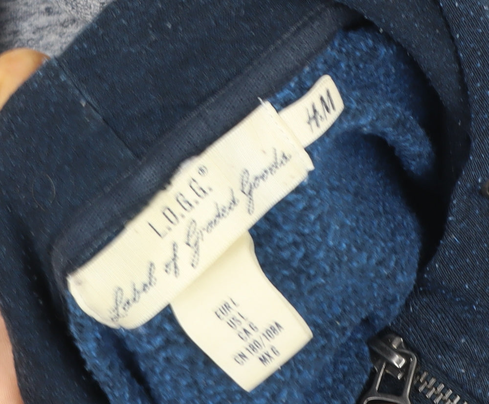 H&M LOGG Men's Grey & Navy Hooded Full Zip Jacket Size L