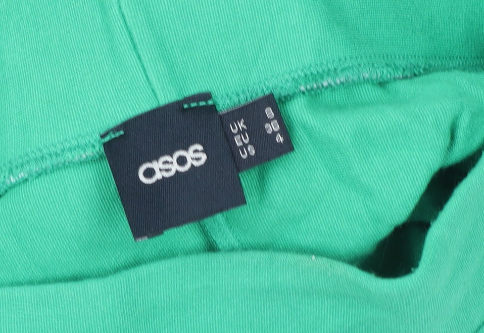 ASOS Womens Green A-Line Midi Jersey Skirt Size 4