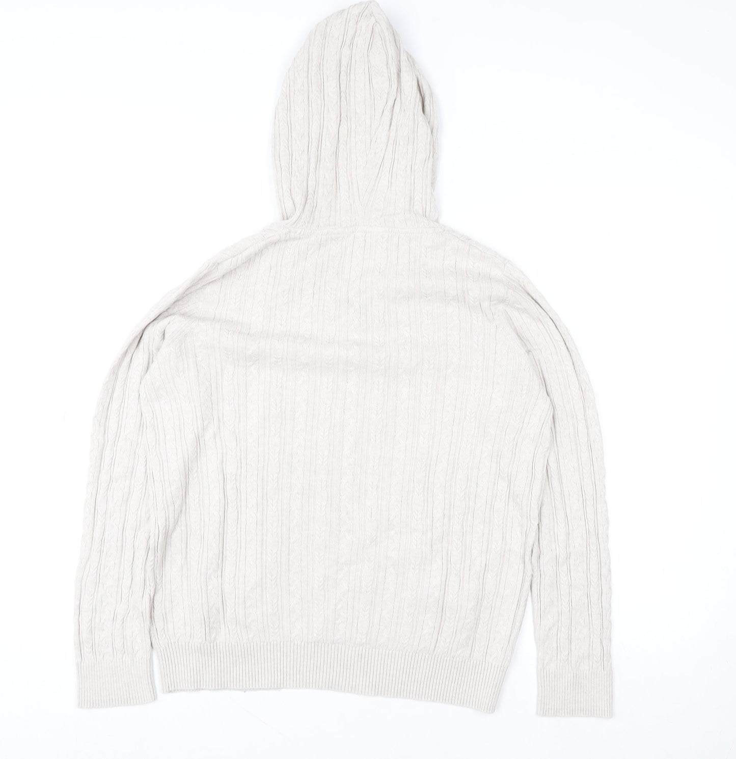 FatFace Women’s Beige Hooded Knit Jacket Size 12 Cotton Wool Blend