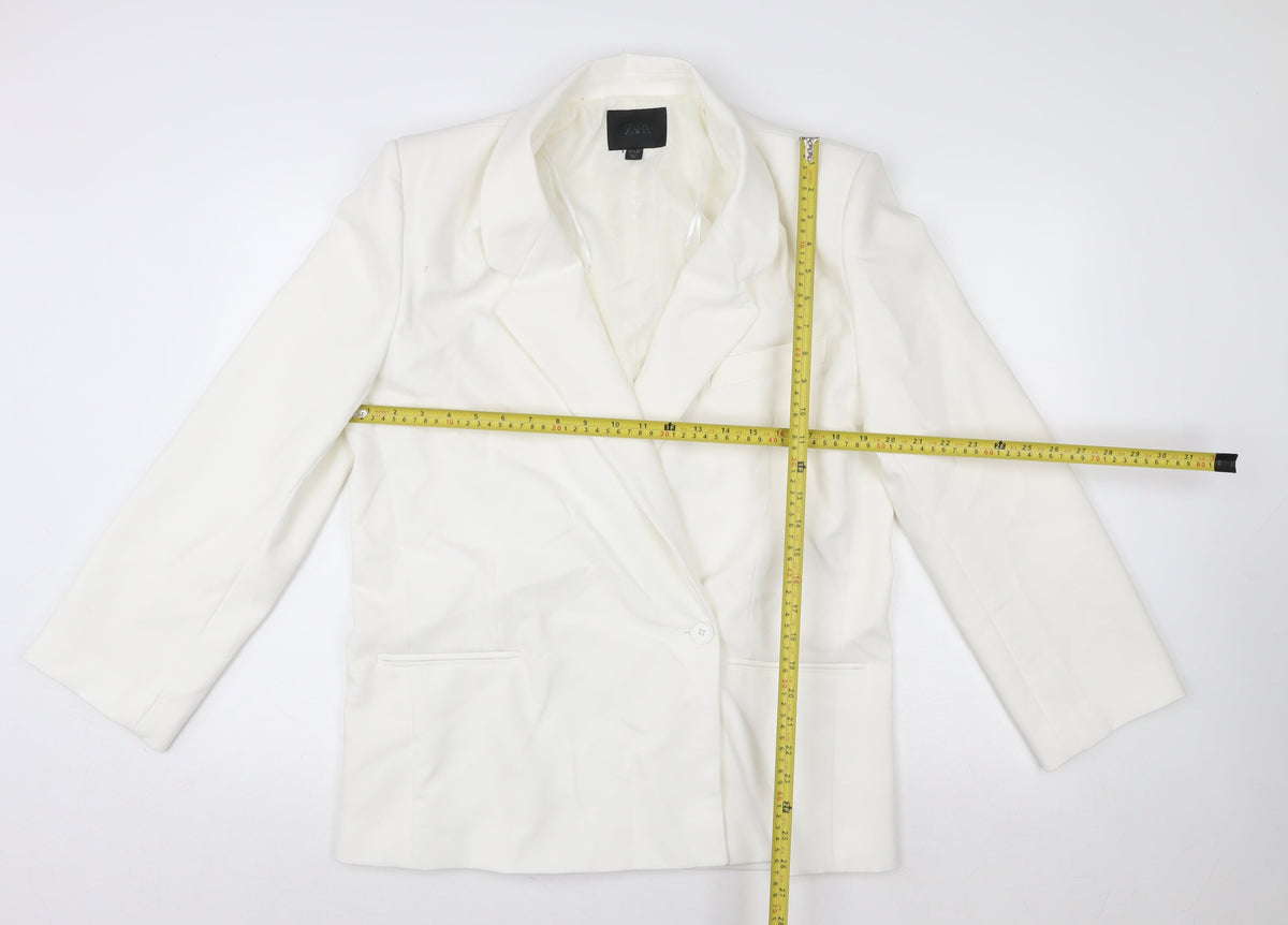 Zara Women White Single-Breasted Blazer Size 8 Slim Fit
