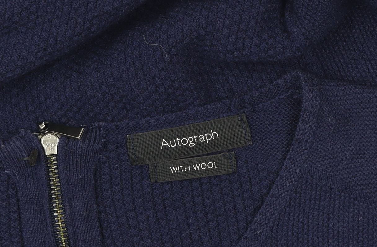 Marks and Spencer Autograph Women Blue Wool Blend Shift Dress Size 10