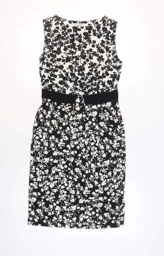 Hobbs Women’s Black Floral Sheath Dress Size 10 Sleeveless