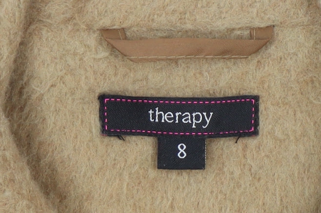 Therapy Women Beige Wool Blend Mid-Length Overcoat Size 8