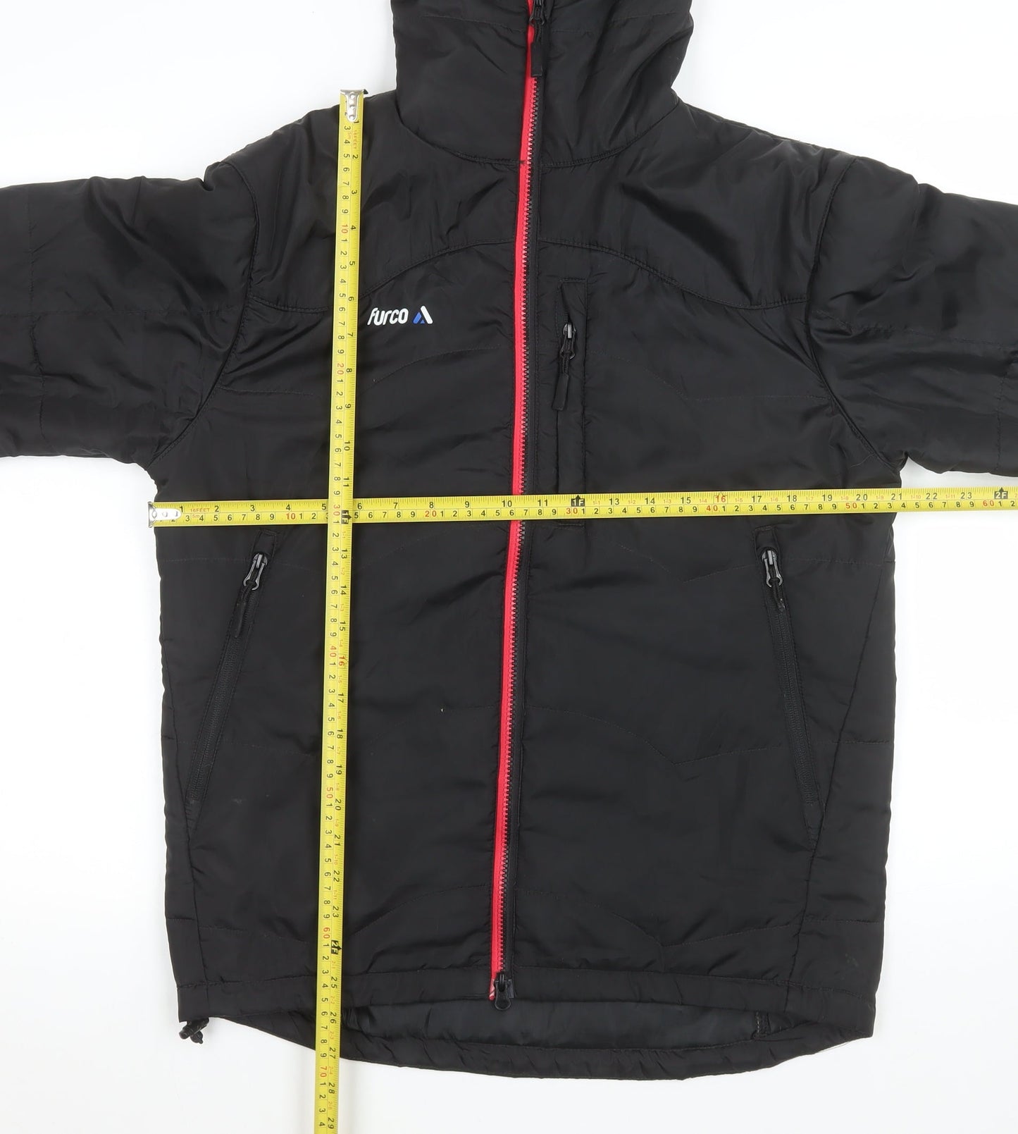 Furco Women's Black Hooded Puffer Jacket M Winter Warm Zip Coat