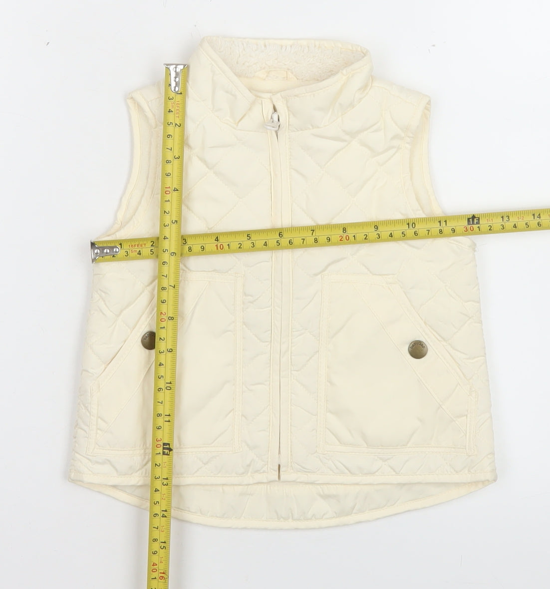 Gap Girls Ivory Quilted Waistcoat 2 Years Lightweight Full Zip Gilet