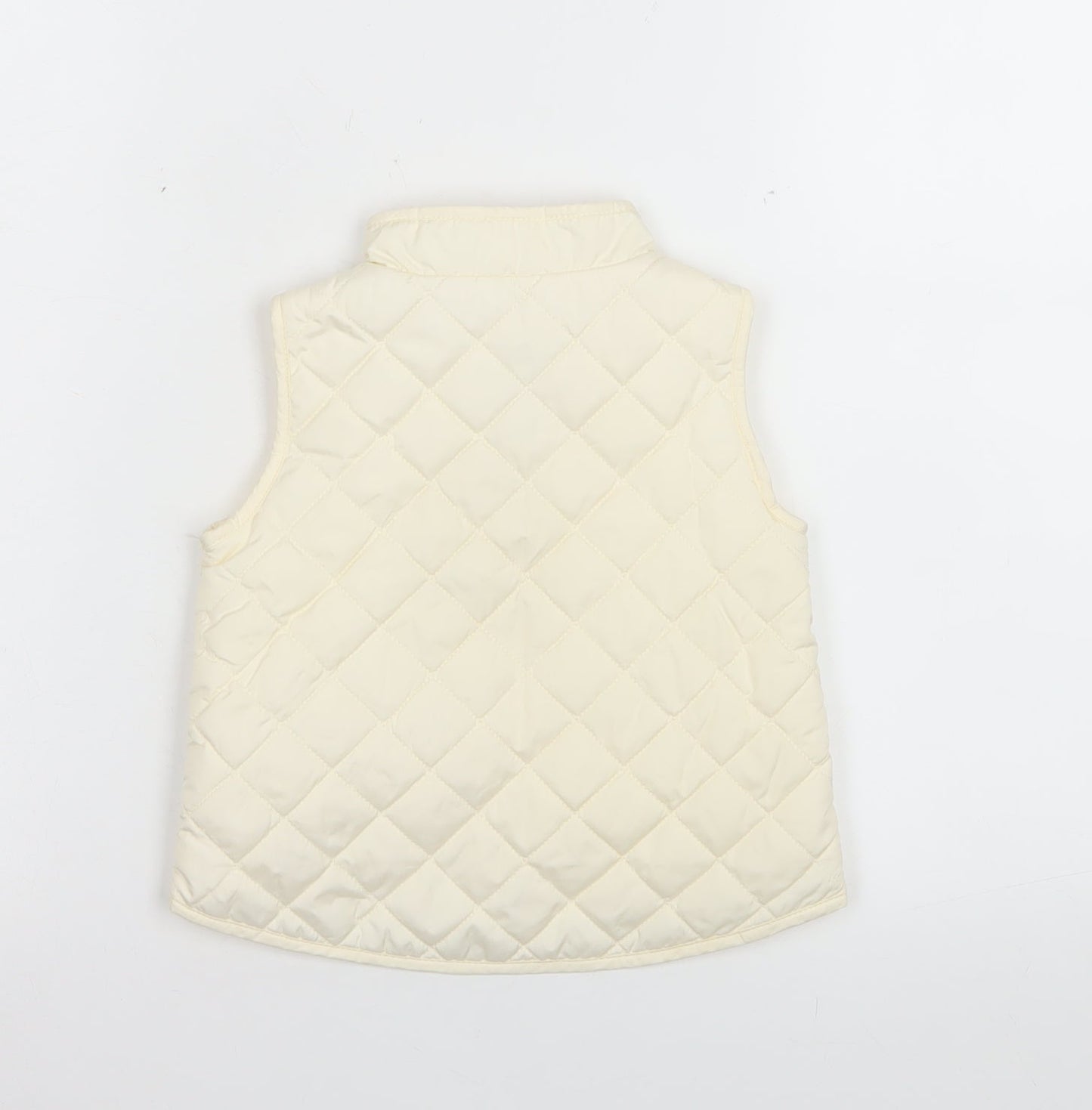 Gap Girls Ivory Quilted Waistcoat 2 Years Lightweight Full Zip Gilet