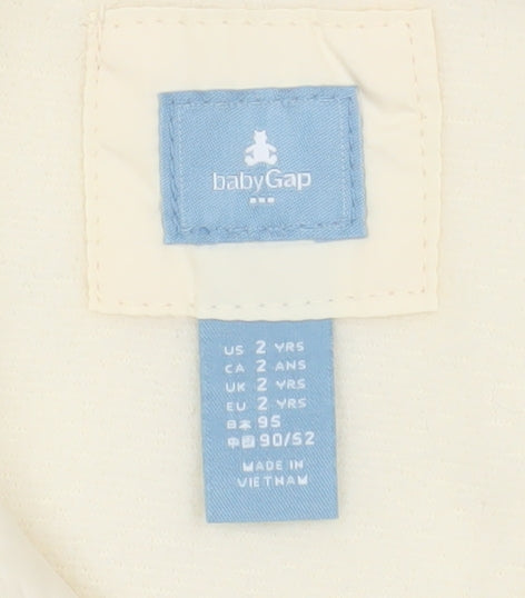 Gap Girls Ivory Quilted Waistcoat 2 Years Lightweight Full Zip Gilet