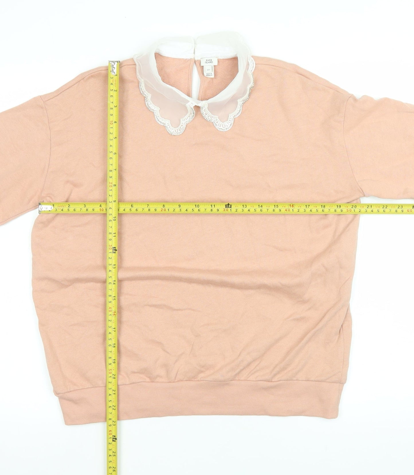 River Island Women’s Pink Cotton Collared Long Sleeve Blouse XS