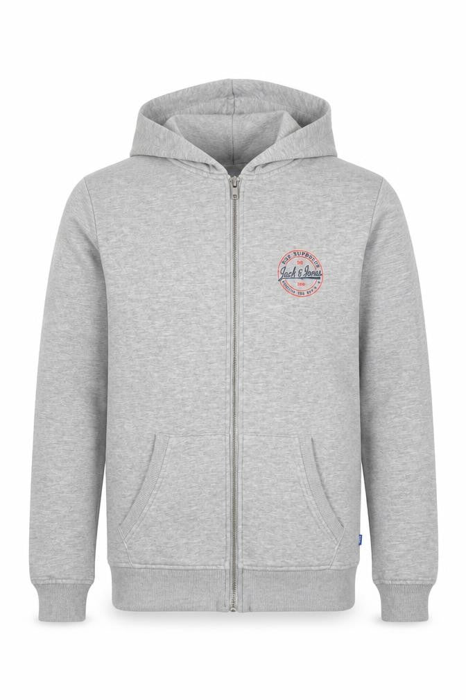 Jack & Jones Men's Grey Basic Full Zip Hooded Jacket Size S