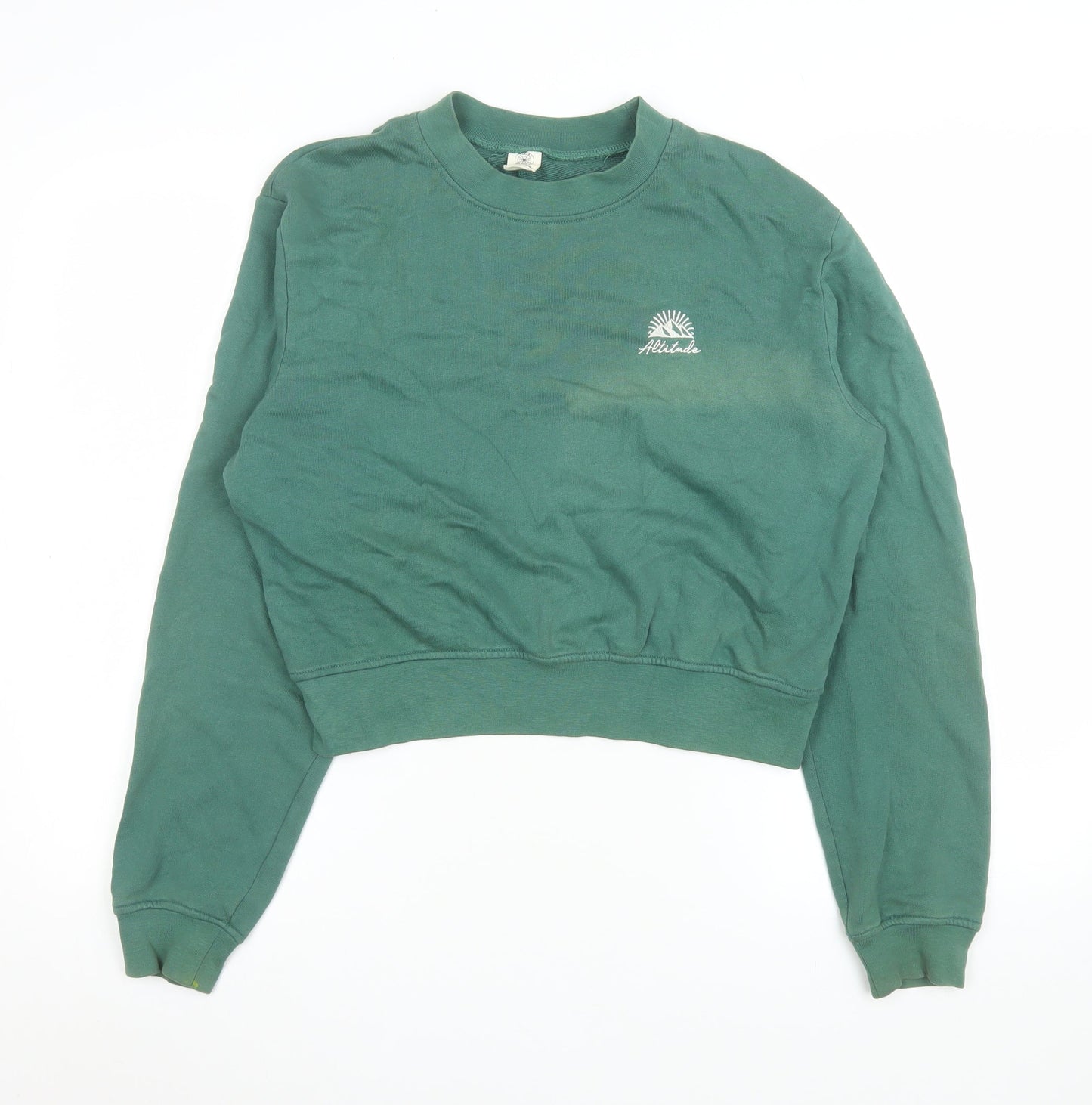 Urban Outfitters Women Green Crew Neck Cropped Sweatshirt Altitude S