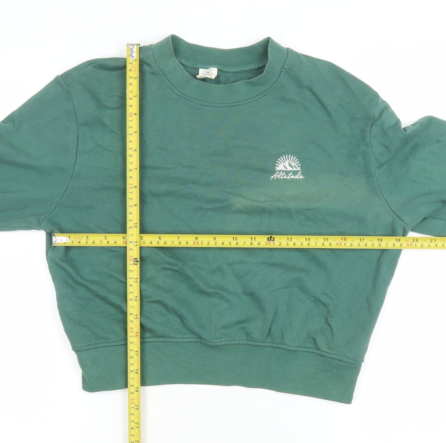 Urban Outfitters Women Green Crew Neck Cropped Sweatshirt Altitude S