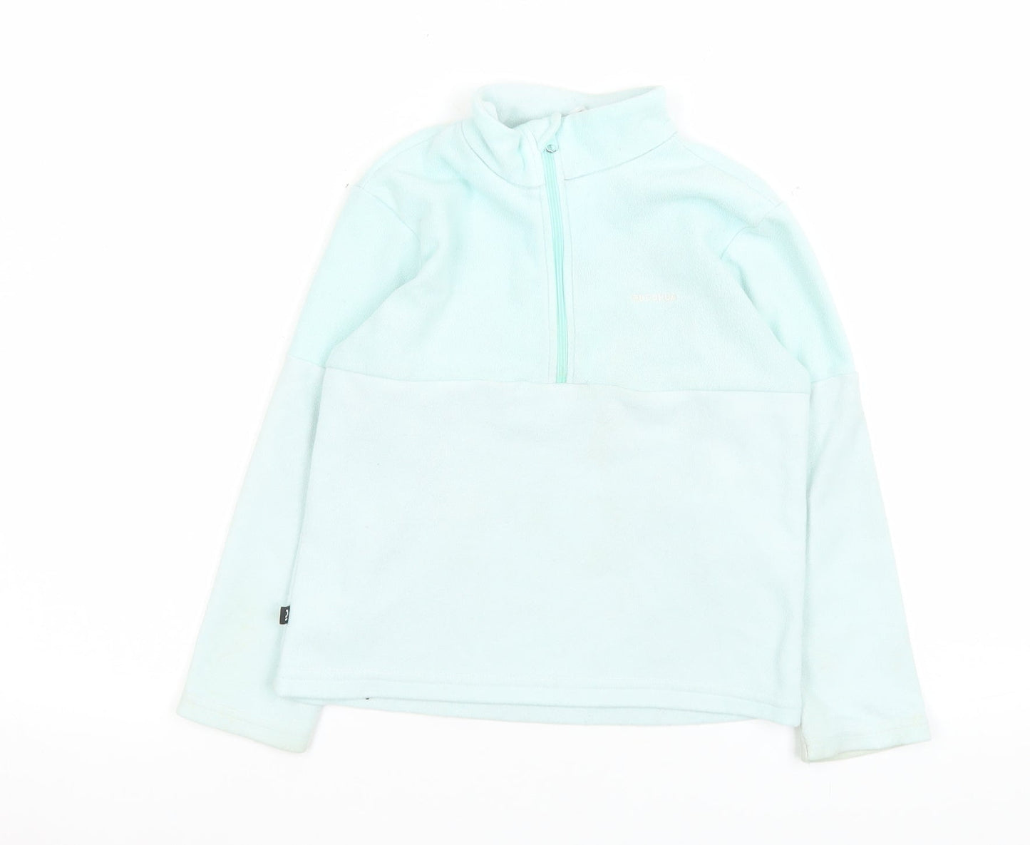 Decathlon Girls Blue Fleece 1/4 Zip Pullover Sweatshirt 4-5 Years