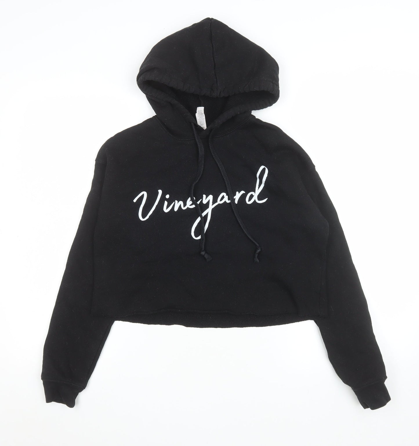 Bella + Canvas Womens Black Vineyard Cropped Hoodie Size S