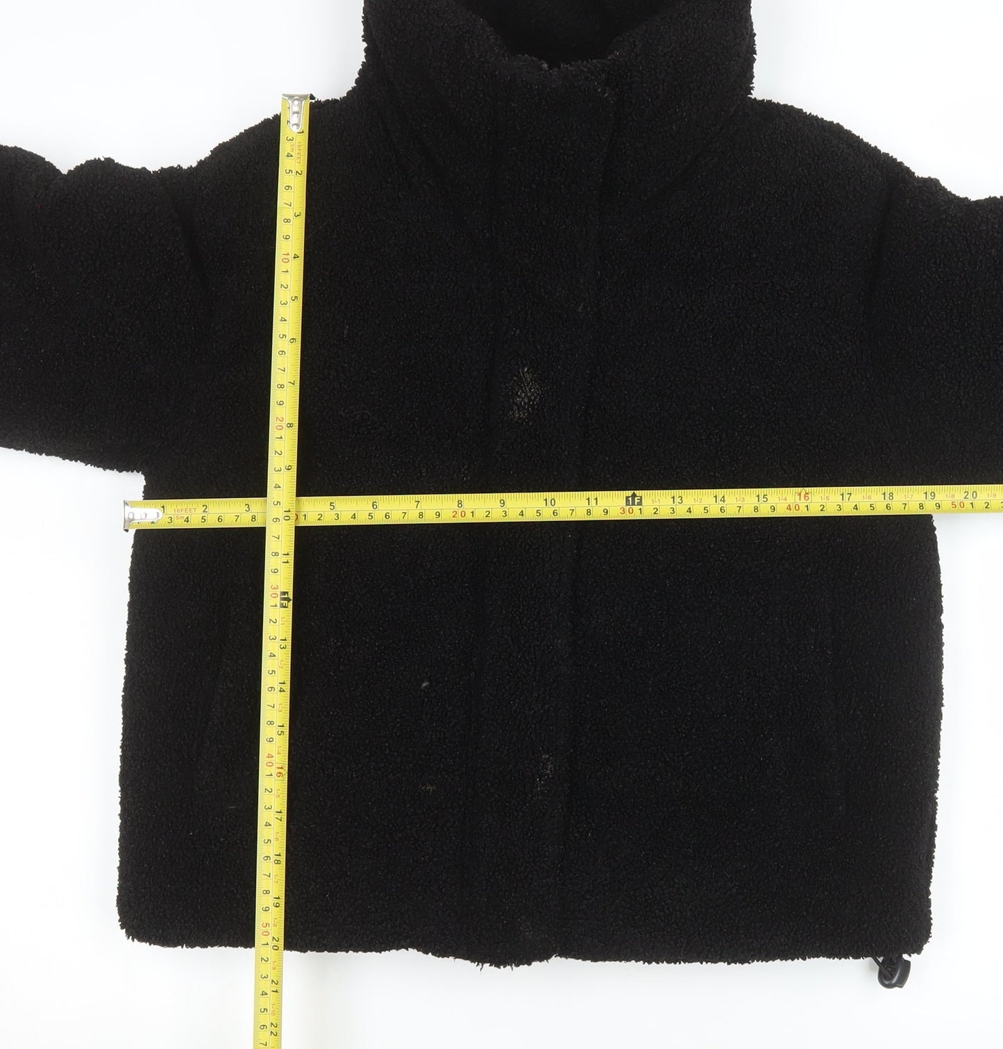 Primark Women's Black 2XS Cropped Fleece Puffer Jacket