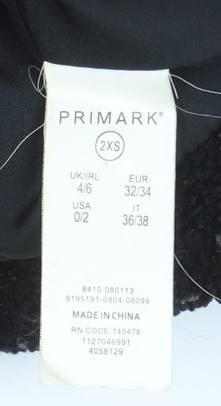 Primark Women's Black 2XS Cropped Fleece Puffer Jacket